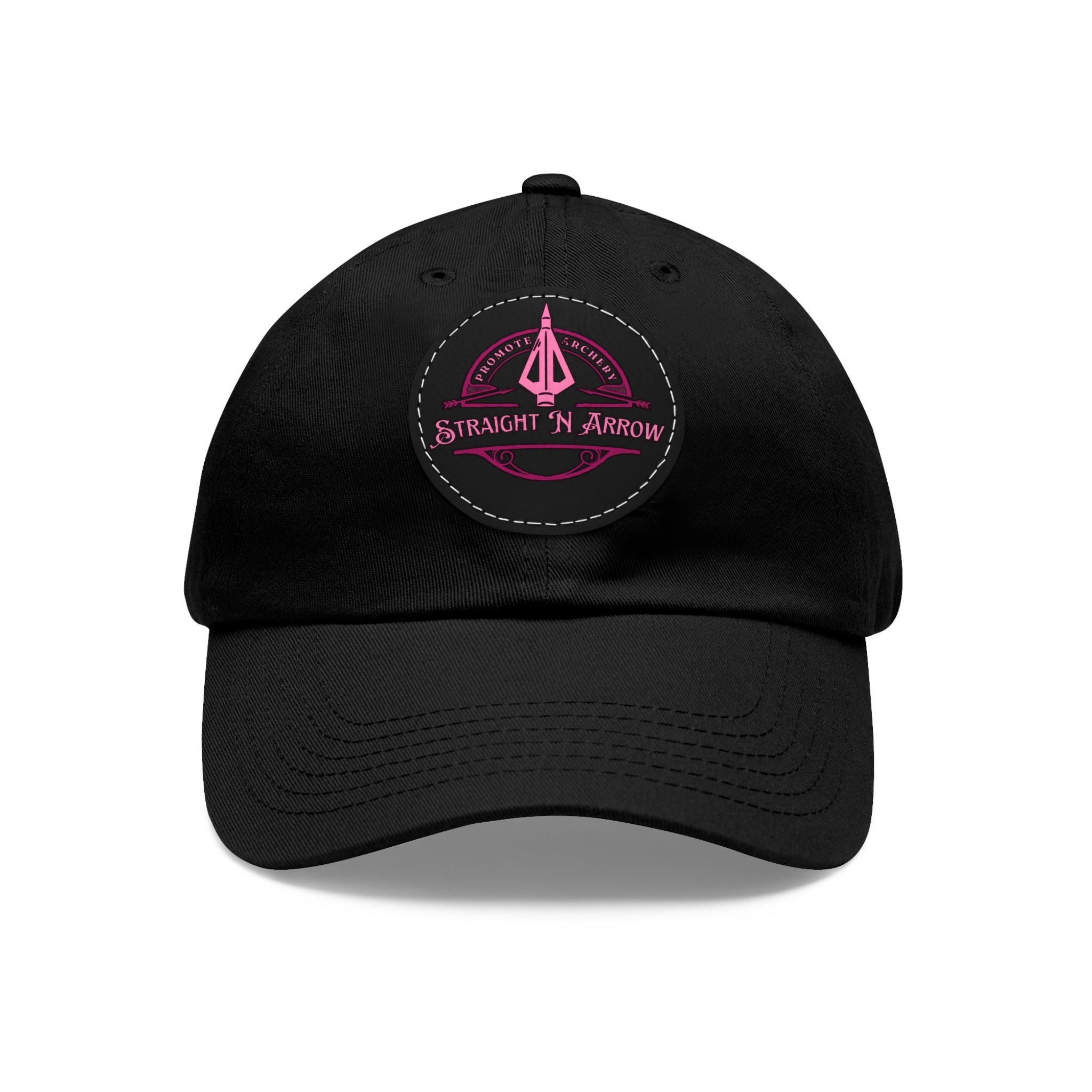 Straight N Arrow Pink Emblem Hat With Leather Patch (Round)