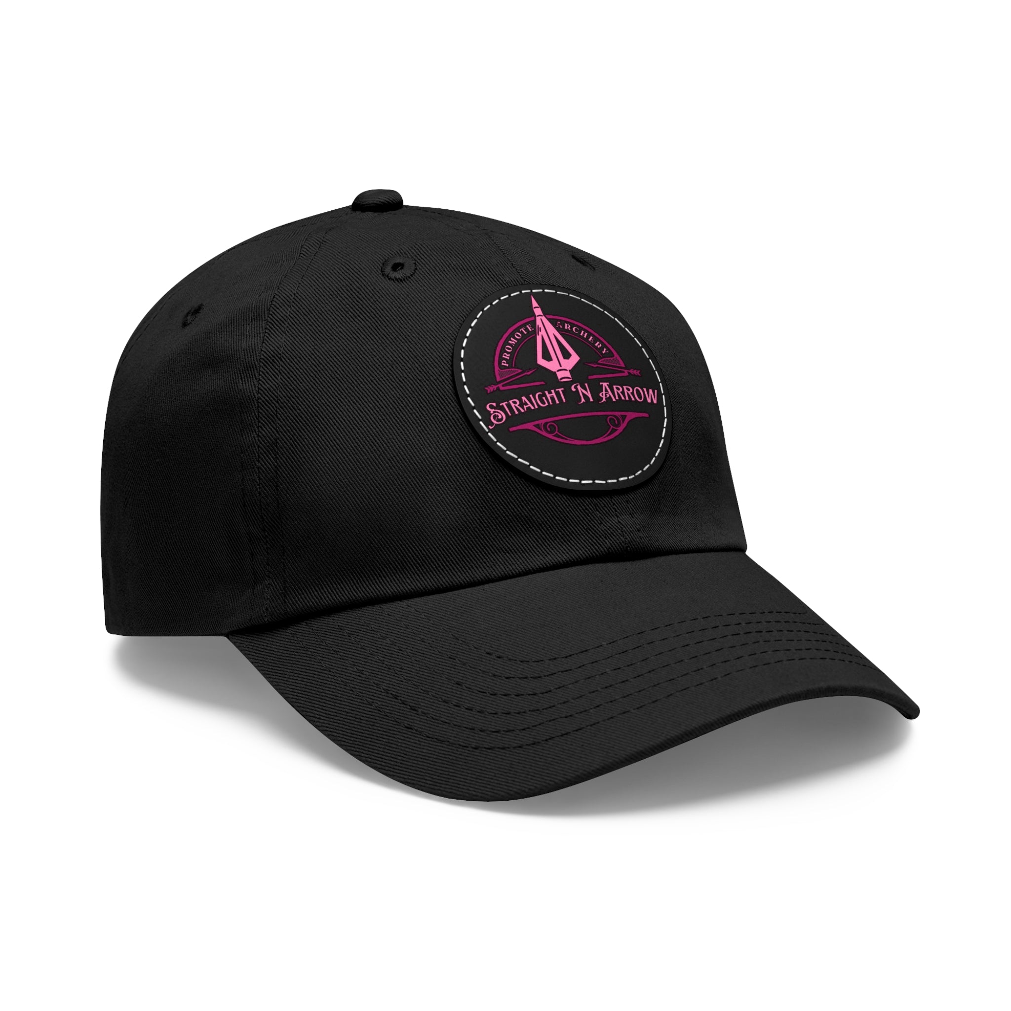 Straight N Arrow Pink Emblem Hat With Leather Patch (Round)