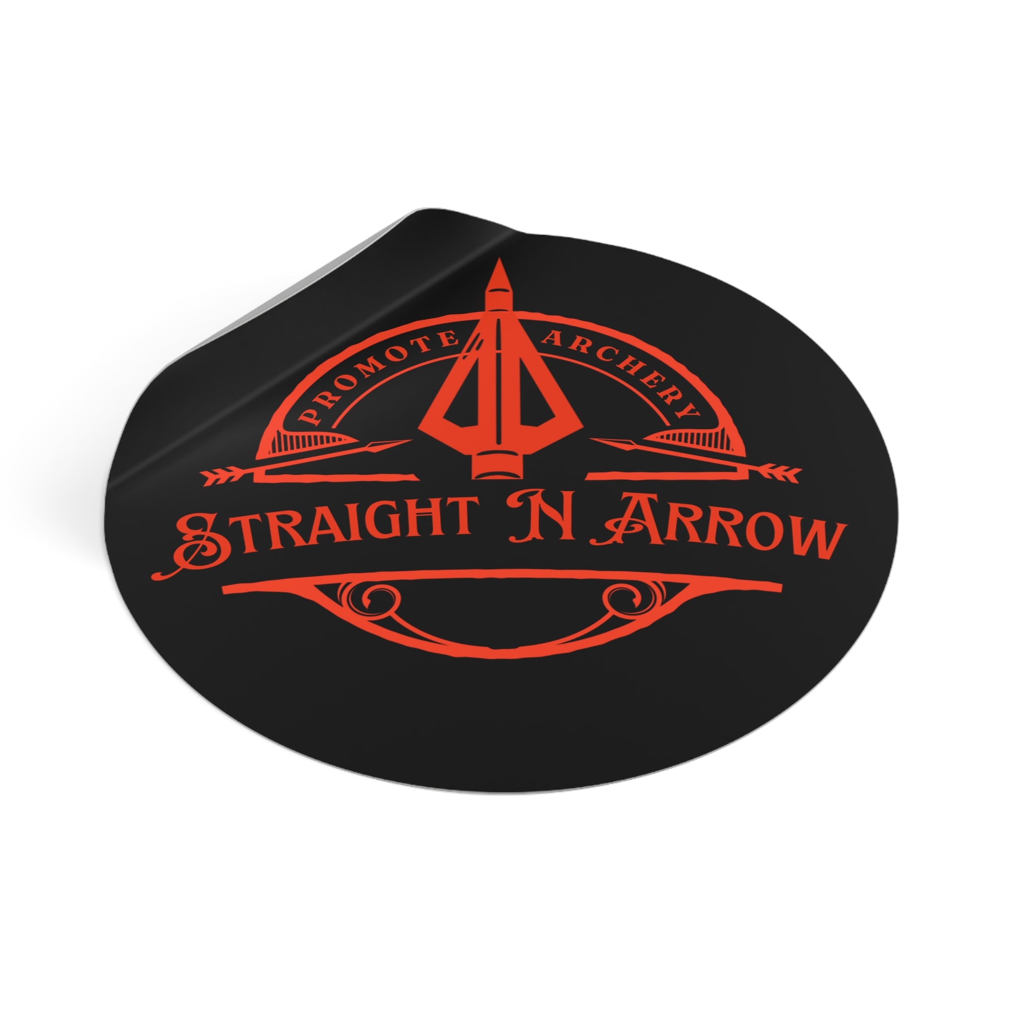 Straight N Arrow Round Vinyl Sticker 3x3