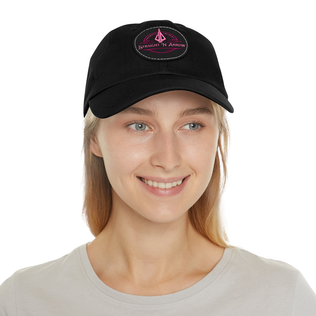 Straight N Arrow Pink Emblem Hat With Leather Patch (Round)