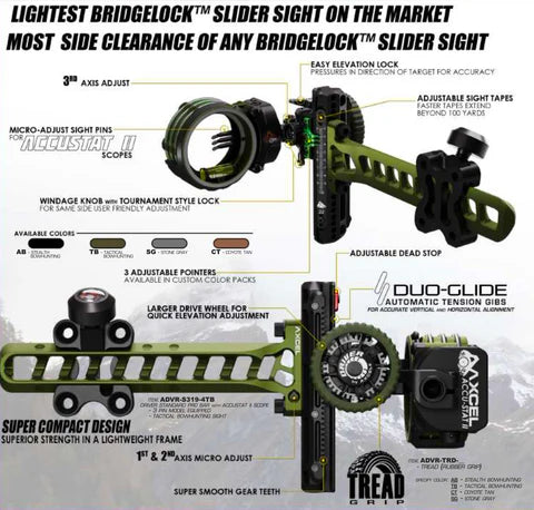 Axcel Driver Picatinny Slider Sight w/Accustat II (3-pin, .019")